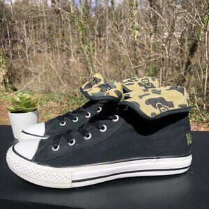 Converse All Star Chuck Taylor High Top‎ Canvas Blk/Camo Junior Size 5 Sneakers